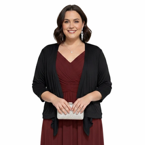 Michel Studio Collection Dressy Open Front Drape Cardigan Black Sweater Plus 4X